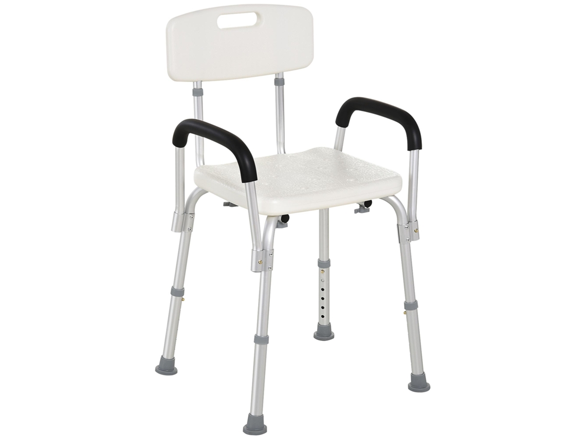 Cadeira para Chuveiro Antiderrapante com Altura Ajustável 47x50x87 Cm Branca