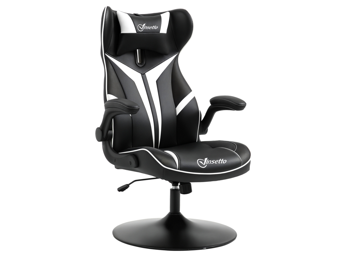 Cadeira Gaming, Cadeira Giratória Ergonômica para Jogos, Altura Ajustável, Apoios de Braço Reveláveis, Almofada de Encosto de Cabeça Incluída