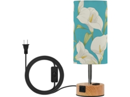 Luminária de mesa Linqin White Lilies, azul escuro, para escrivaninha, com portas USB CEA e 3 temperaturas de cor.