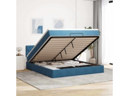 Estrutura De Cama Otomana Com Colchão 160x200 Cm Azul Escuro