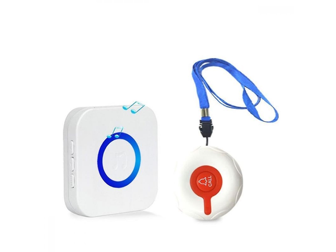 Sistema de alarme pessoal sem fio recarregável para idosos, crianças e pacientes com botão de emergência.