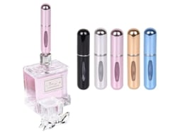5 peças de atomizadores de perfume portáteis recarregáveis de 5ml, frascos de viagem com janela transparente e sem vazamentos S/MARCA