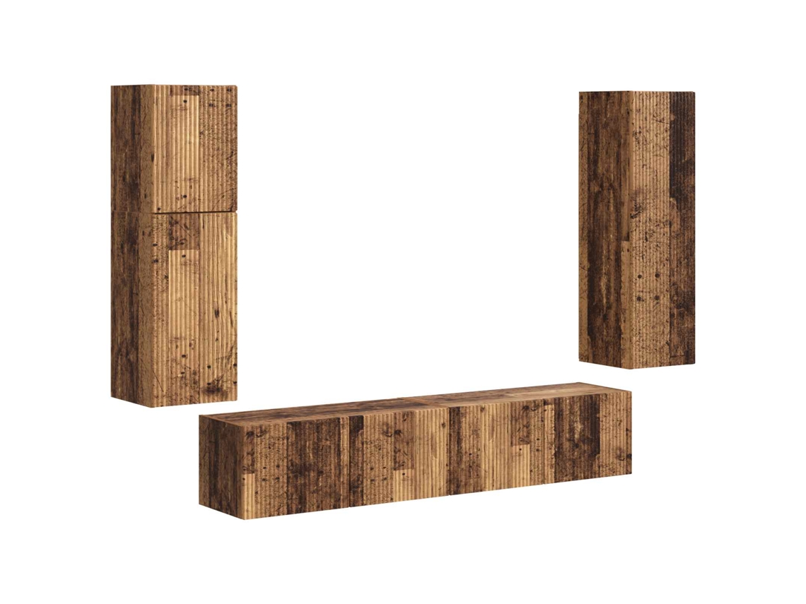 Conjunto de TV Móvel 4 Peças Madeira Antiga Madeira Processada MAISON EXCLUSIVE