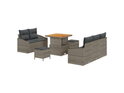 Conjunto 8 Móveis De Jardim Vidaxl Cinzento Vime Pe (80 X 80 X 71 Cm)