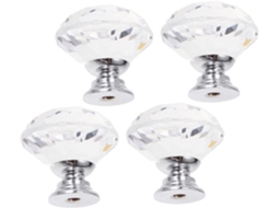 Conjunto De 4 Puxadores Cristal Para Armários, Com Furo Único E Efeito Visual Deslumbrante Para Cozinha