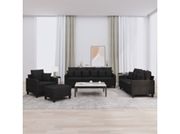 Vidaxl 4 Pcs Conjunto De Sofás Com Almofadas Tecido Preto