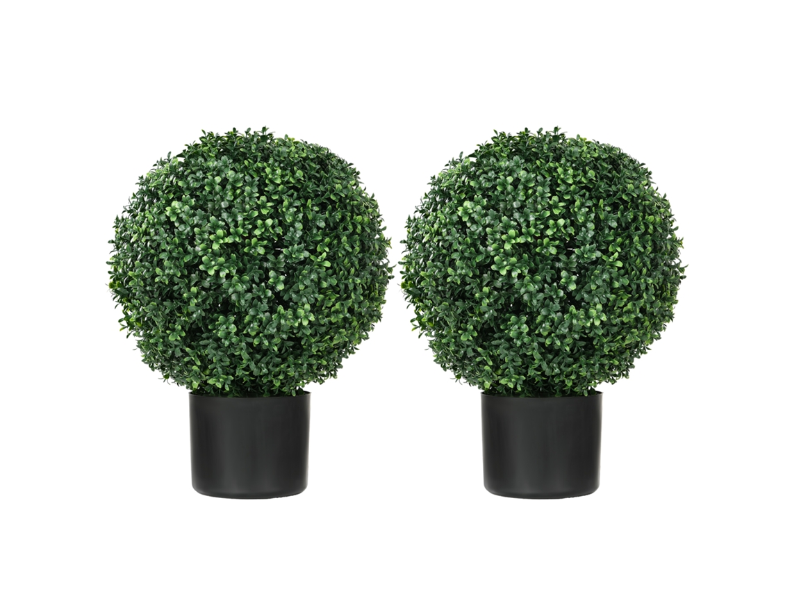 2 Plantas Uv Vasos Buxo 52cm Jardim Sala Estar VELTRIX