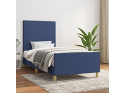 Vidaxl Estrutura De Cama Sem Colchão 90x200 Cm Tecido Azul