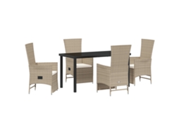 Conjunto 5 Conjunto De Jardim Vidaxl Bege Vime Pe (140 X 70 X 73 Cm)