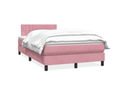 Vidaxl Cama Com Molas/colchão 120x220 Cm Veludo Rosa