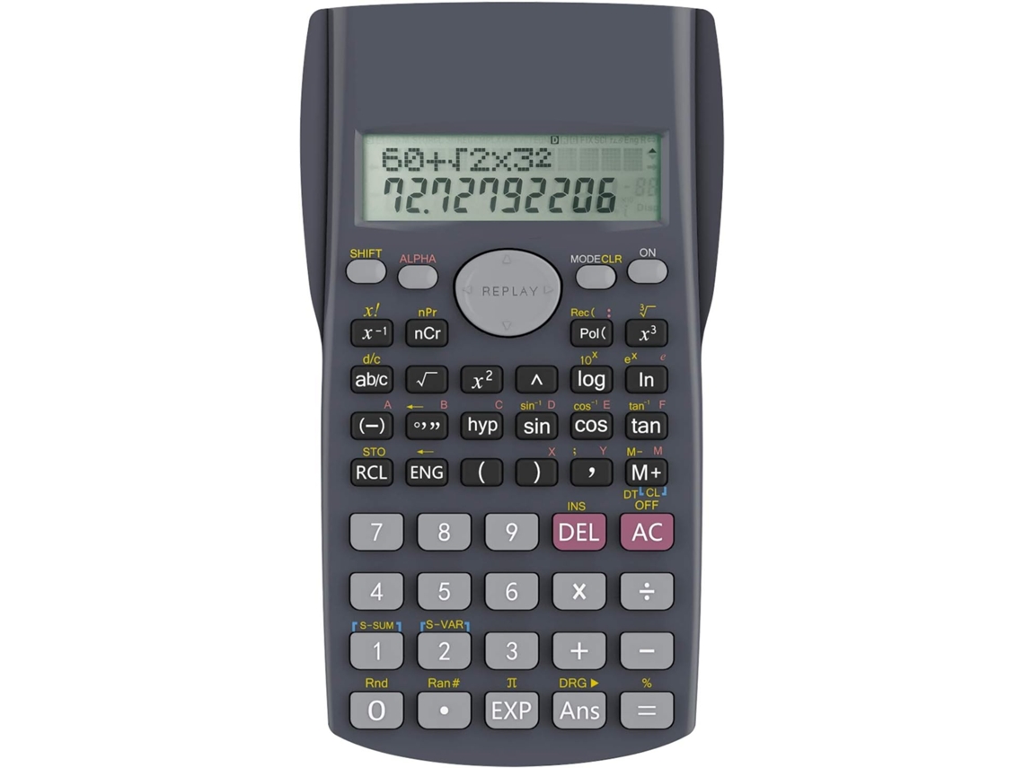 Calculadora Científica Técnica de 2 Linhas, Adequada para Uso Escolar e Profissional BRILVIBERA (preta)