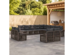 Vidaxl Conjunto De Sofá De Jardim 13 Unid. Cinzento Vime Pe