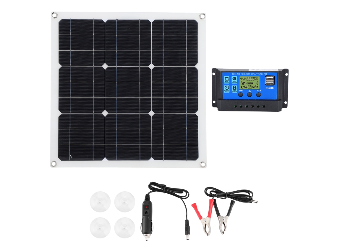 Painel solar monocristalino (portátil, com controlador)