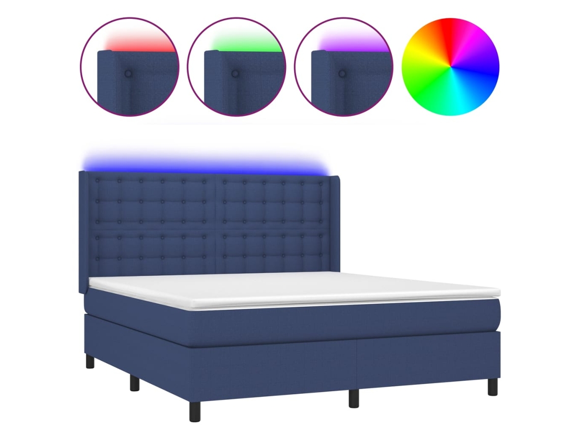 Box Spring Bed, Box Spring Beds Vidaxl Azul Tecido (180 X 200 Cm)