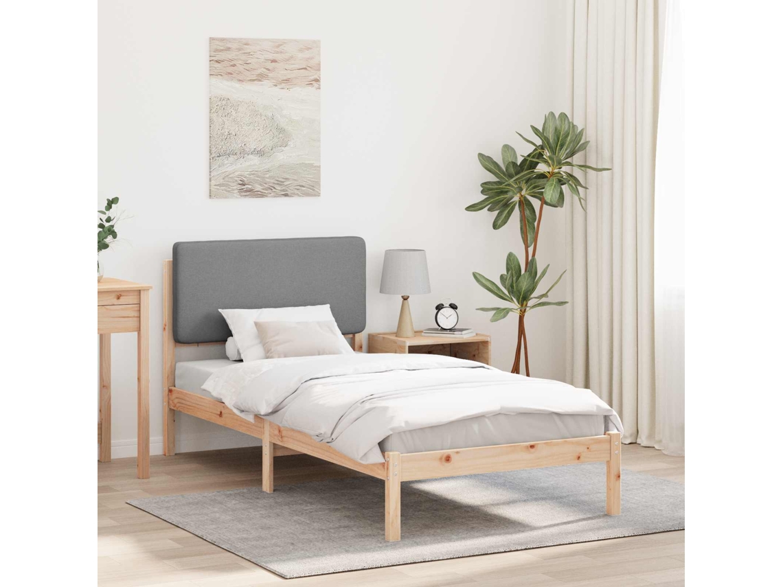 Vidaxl Estrutura de Cama com Cabeceira Estofada Cinzento claro