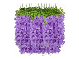 14pcs Flores de Wisteria Artificial com Seis Folhas Vinhas Falsas Azul púrpura para Decoração de Casamento Lar