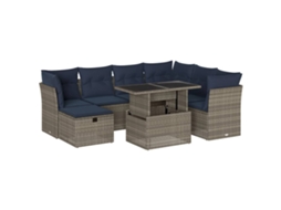 Conjunto de Sofá de Jardim, 8 Peças, Almofadas, Rattan Cinza MAISON EXCLUSIVE