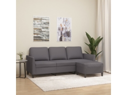 Sofá de 3 Lugares HARLANV1 com couro artificial cinza 180 cm com apoio de pés