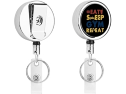Eat Sleep Gym Porta Crachá Retrátil Com Clipe Cinto