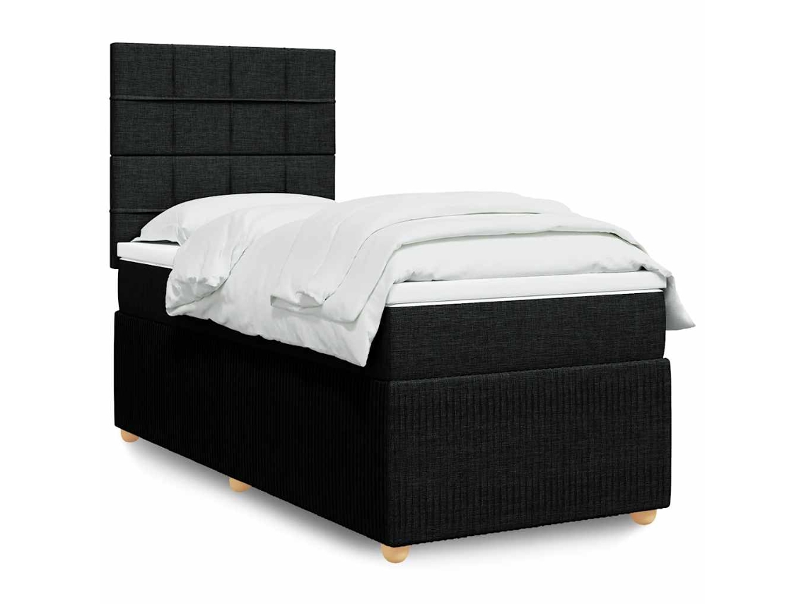 Vidaxl Cama Com Molas/colchão 90x190 Cm Tecido Preto