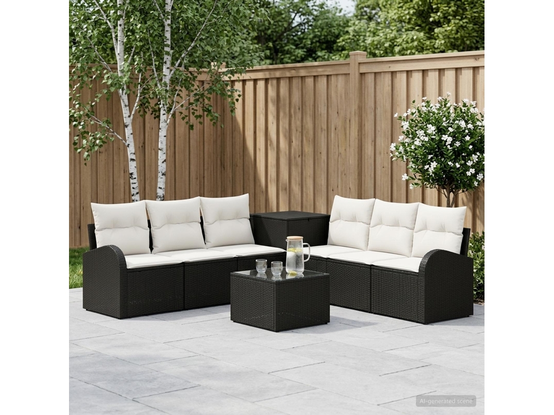 Vidaxl Conjunto De Sofás 8 Unid. Preto E Branco Creme