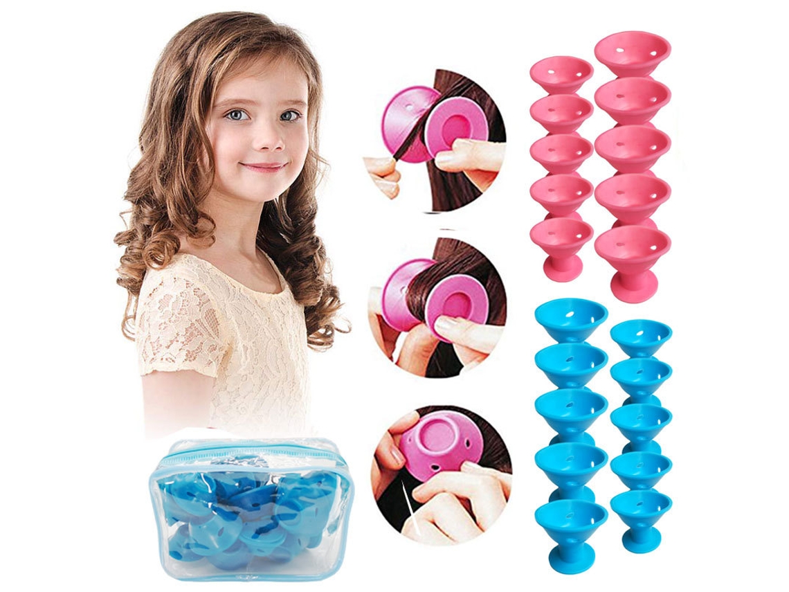 Juego de 10 rizadores de silicona suave para niñas. No necesita calor. Crea rizos. Herramientas de peinado en casa - Aquaforge.