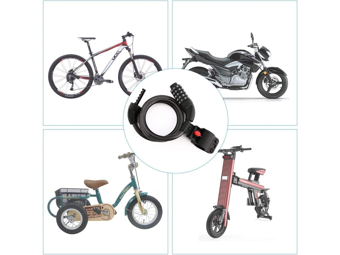 Cadeado Para Bicicleta, Cabo Para Cadeado De Bicicleta De 1200 Mm/12 Mm Aquaforge
