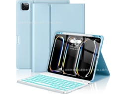 Capa Com Teclado Para Tablet Lurelia, Para I Pad 10.2/10.5 Com Retroiluminado (7ª/8ª/9ª Geração/air 3/pro 10.5, Azul Névoa, Teclado Bluetooth