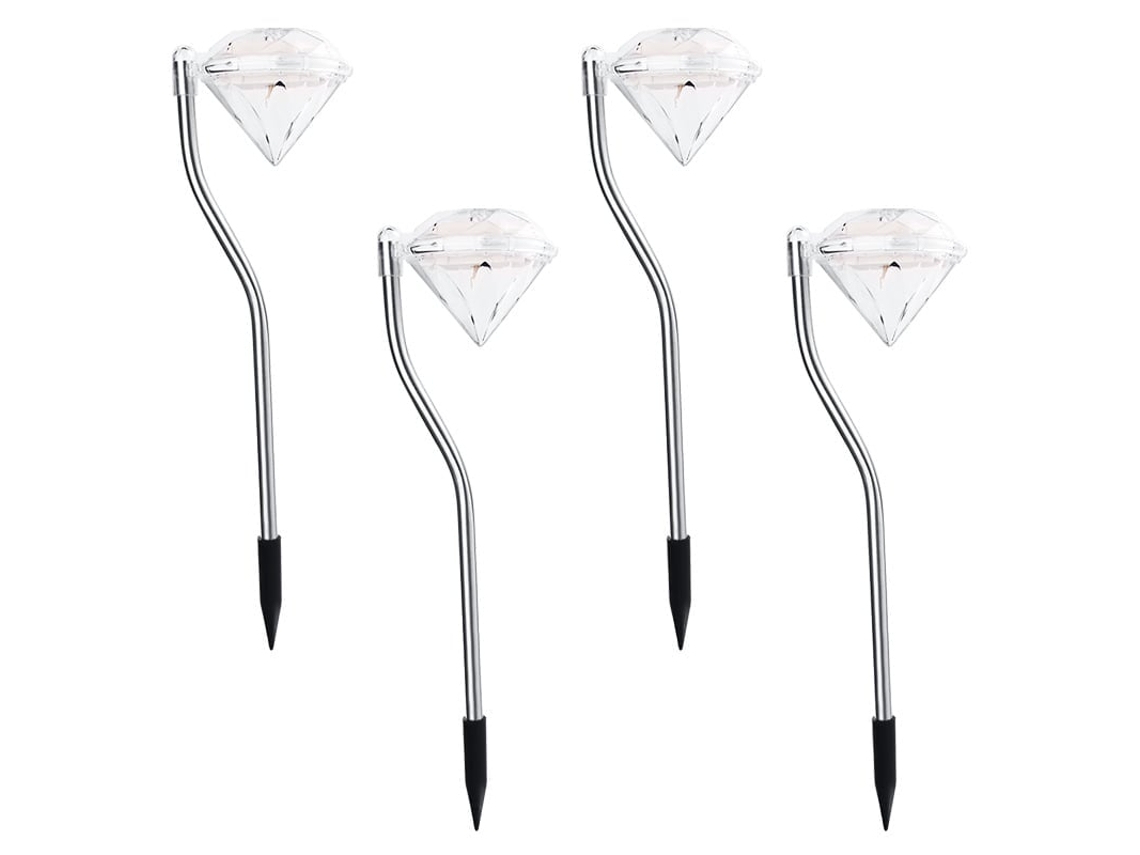 Luminária Solar de Solo AQUAFORGE em Formato de Diamante para Jardim com Iluminação Led