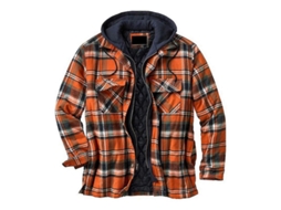Camisa Flanela Com Forro De Patchwork, Manga Longa, Ajuste Relaxado E Materiais Pesados Para Inverno Laranja