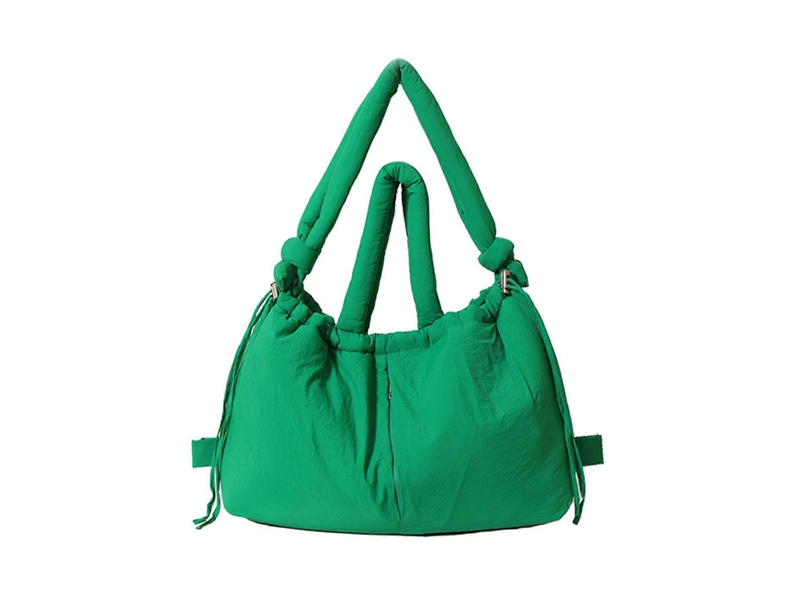 Bolsa Transversal Feminina Versátil, Mochila De Grande Capacidade, Cor Sólida, Estilo Mensageiro, Modelo Puffer Simples, Verde.