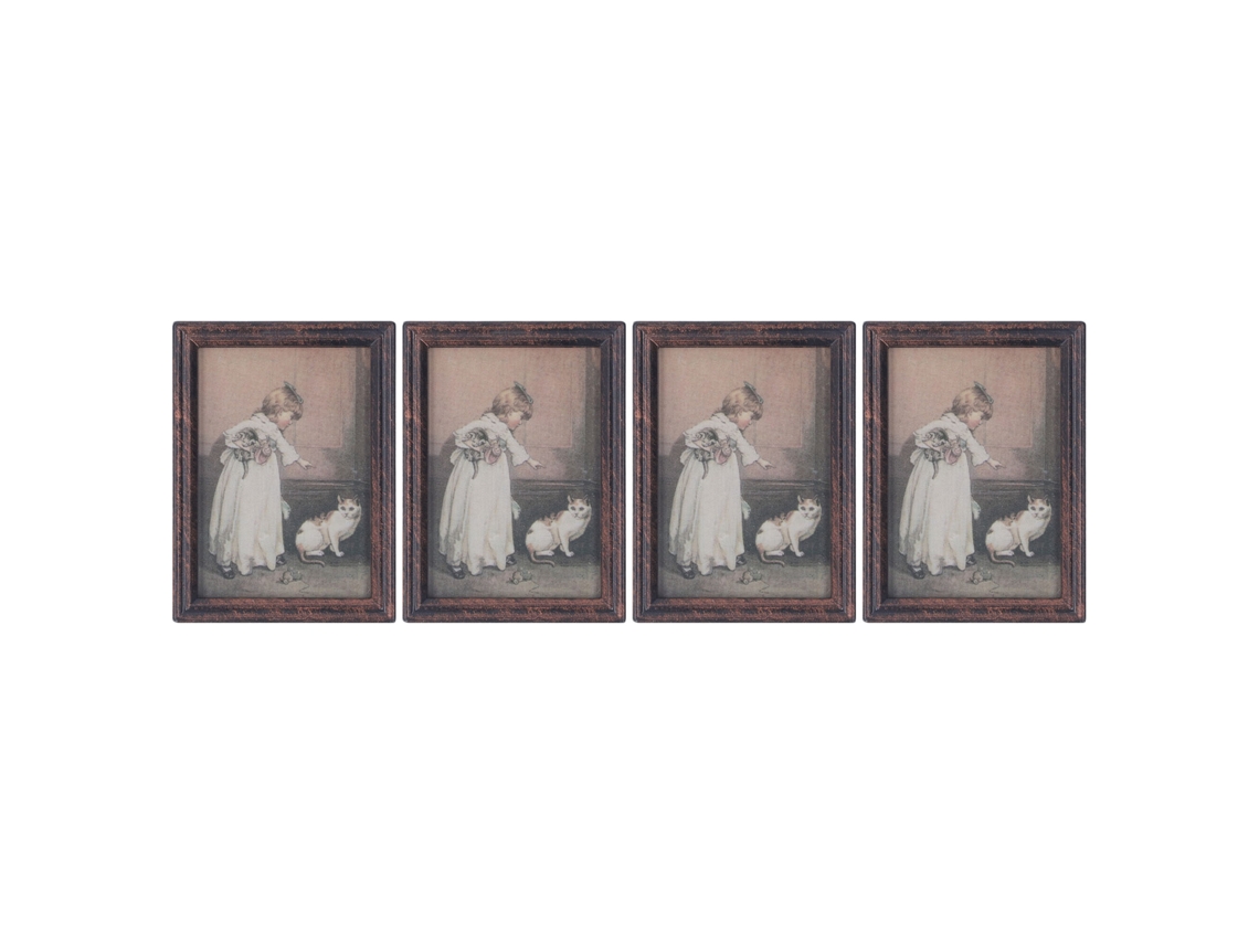 Primerox 4pcs Moldura Miniatura 1:12 Antiga com Pintura Óleo para Casa de Bonecas
