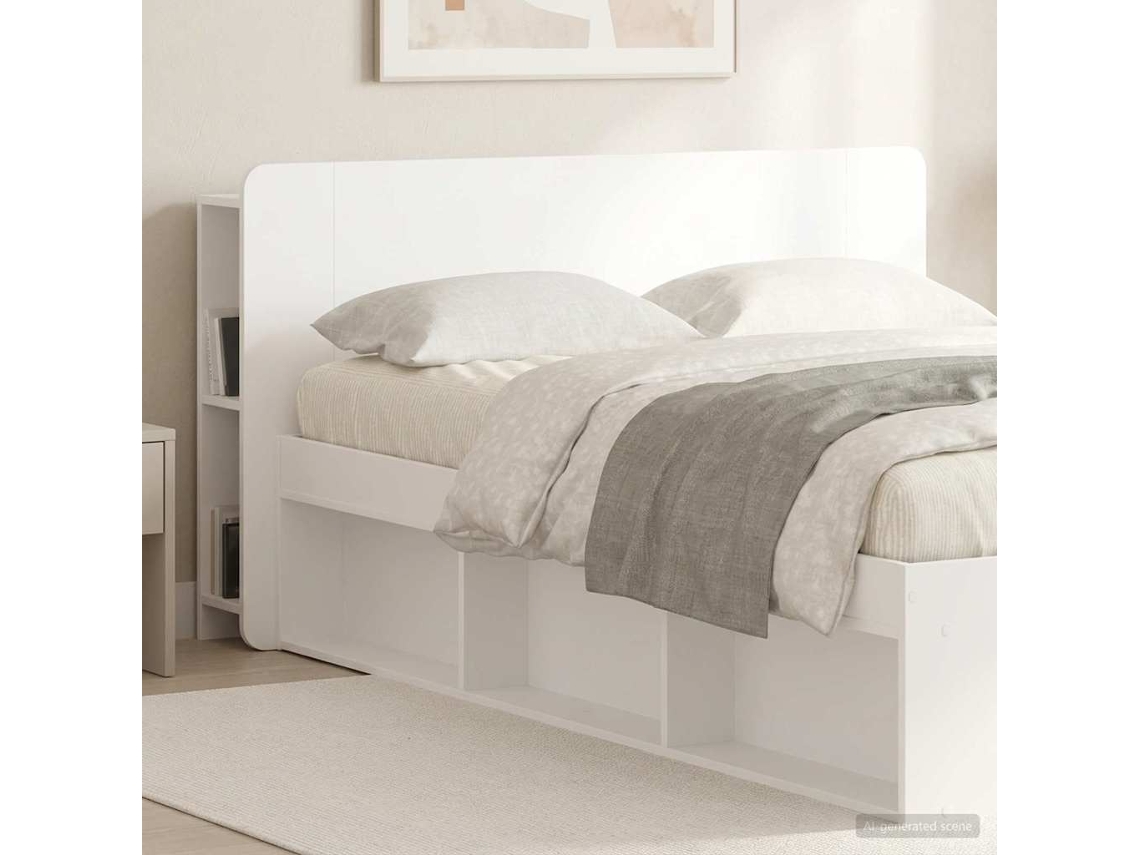 Vidaxl Cabeceira Com Armário Branco 135 X 18,5 X 80 Cm