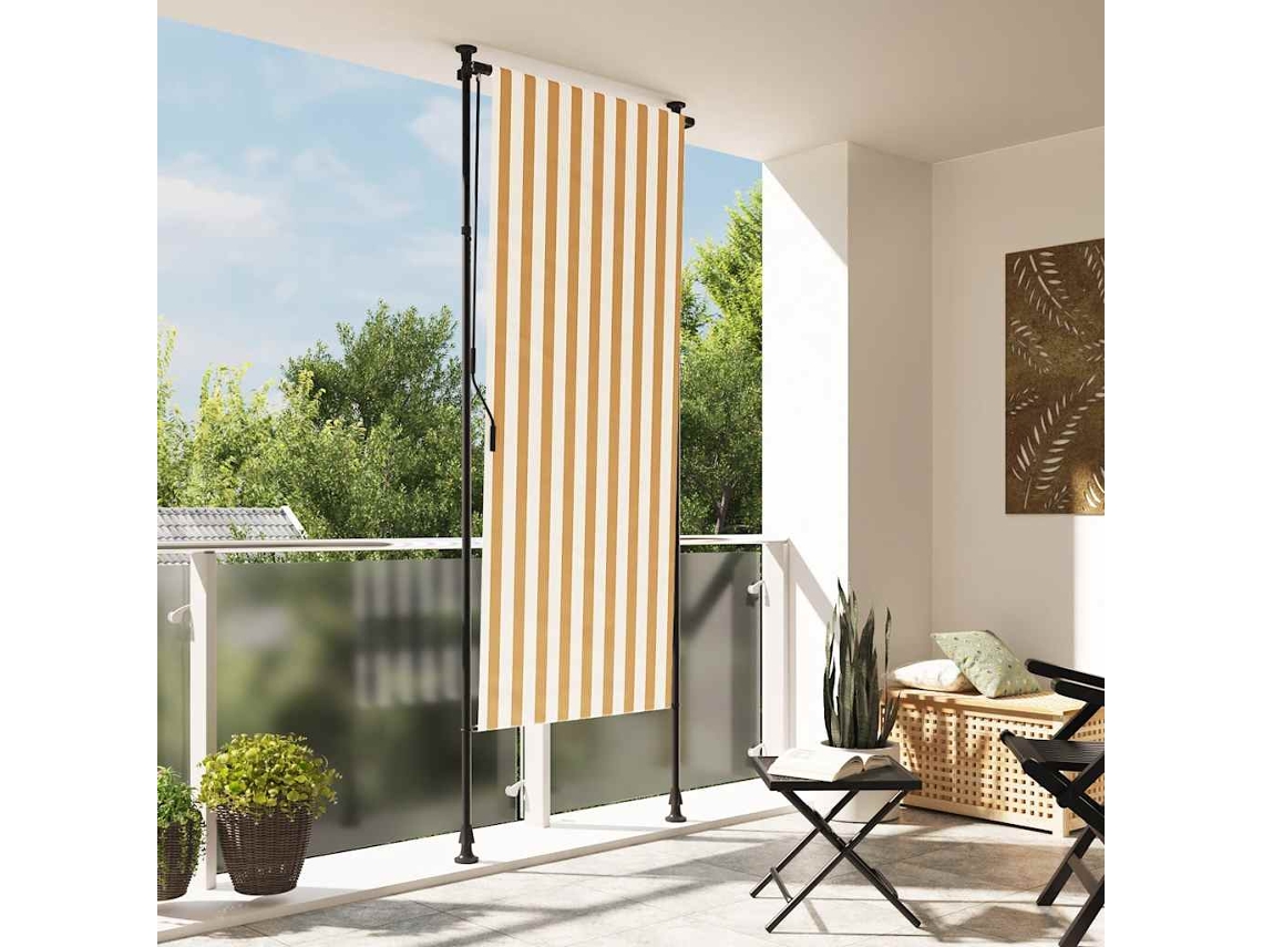 Vidaxl Estore De Rolo Exterior 120x270 Cm Tecido/aço Laranja E Branco