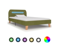 Vidaxl Estrutura De Cama Com Led Em Tecido 90x200 Cm Verde