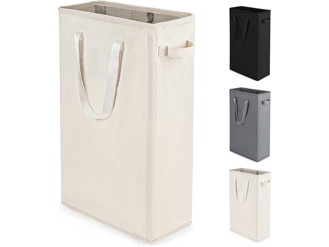 Cesto de Roupa Dobrável Estreito em Tecido Oxford, Coletor de Roupa Moderno com Alça, 45l BRILVIBERA (bege)