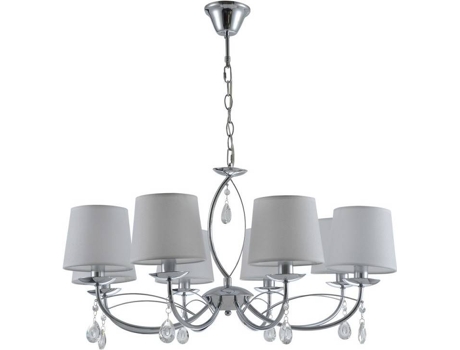 Candeeiro Suspenso  Monterrey (Prateado - E14 - 8 x 40 W - Cristal)