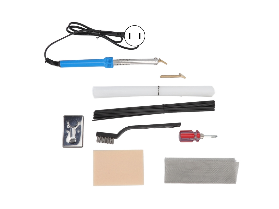 Kit de Reparo de Soldagem de Plástico Primerox com Hastes Brancas e Pretas e Malha de Aço Inoxidável