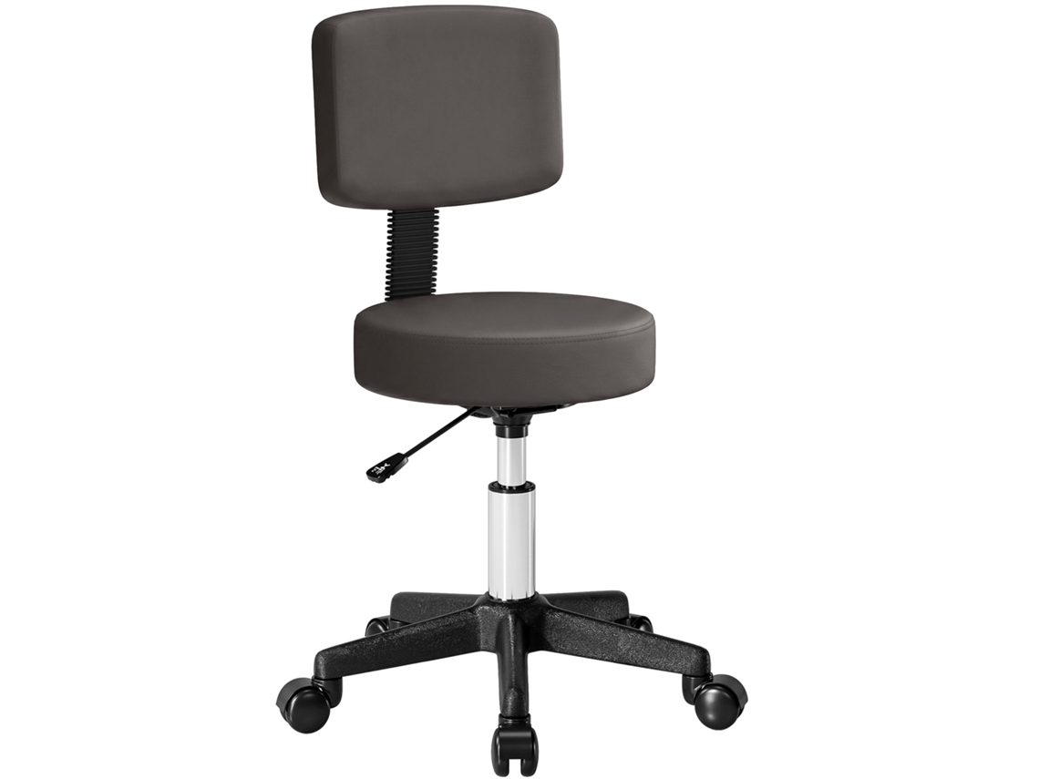 Banco De Massagem Com Rodas, Alt. Regulável, Giratório, Encosto Ergonómico, Cinzento