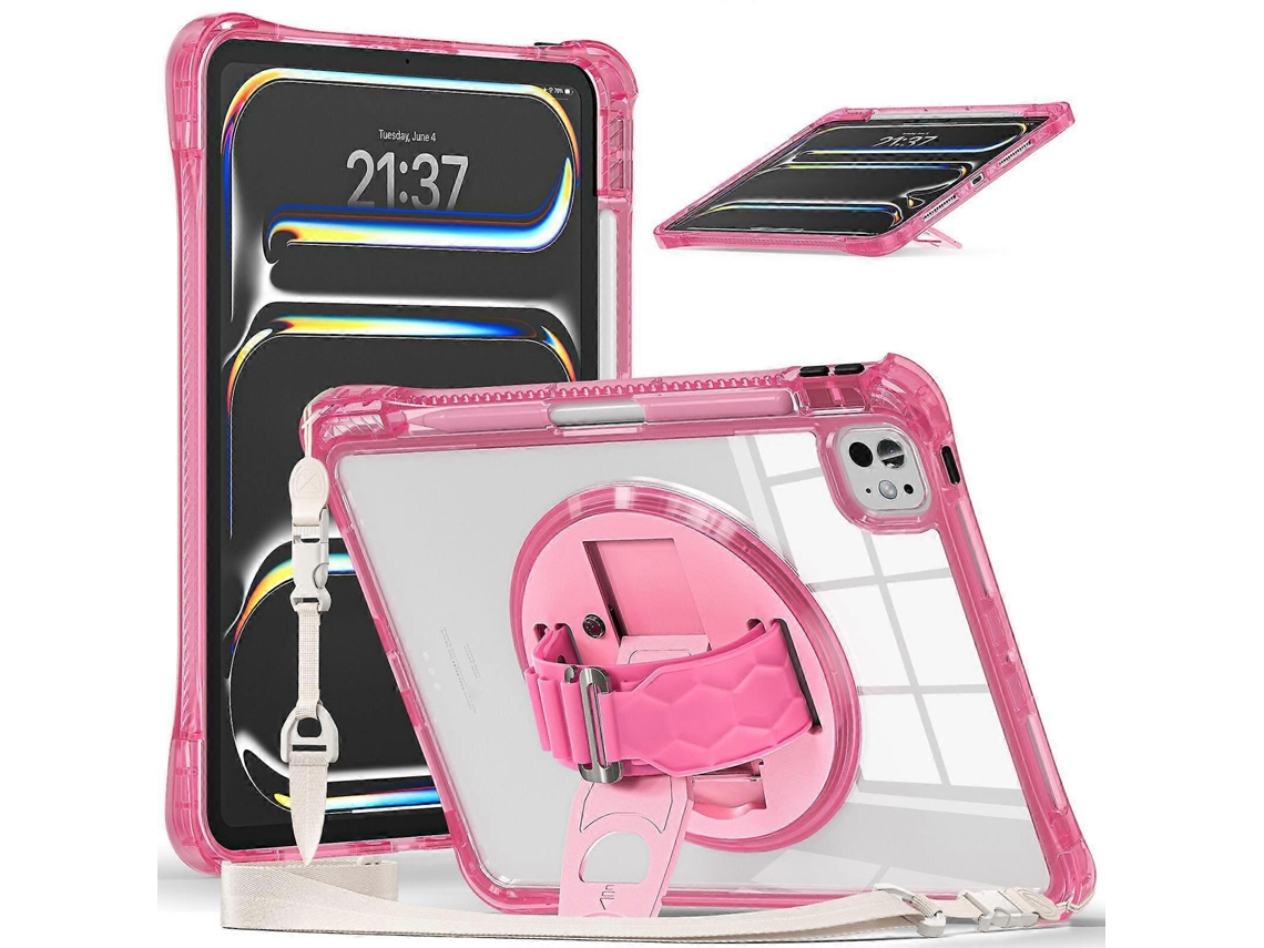 Capa Híbrida Transparente De Tpu Com Suporte Giratório Para Ipad Pro 11 2024.