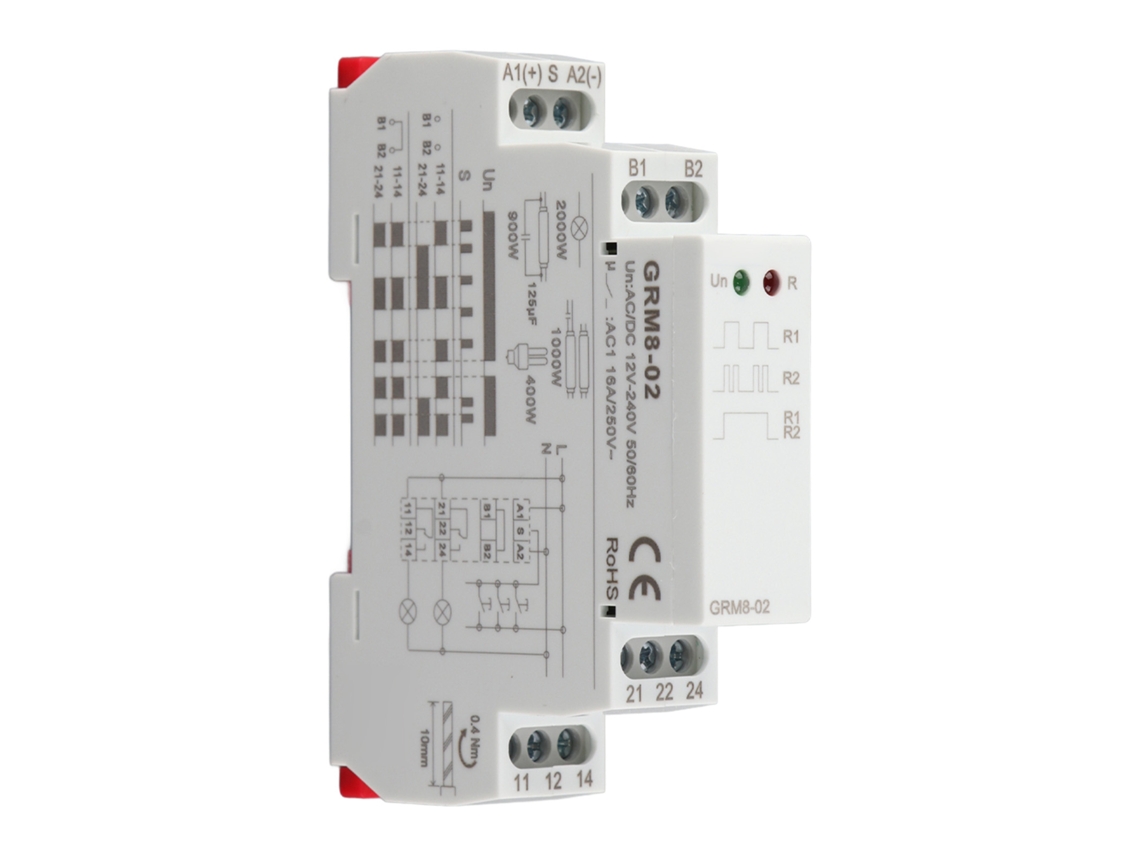 Relé de Impulso Eletrônico Grm8 02 Latching Memory Ac/dc 12 240v