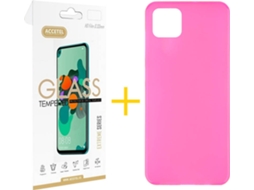 Kit Capa e Película Samsung Galaxy A22 5G ACCETEL Liso (Rosa)