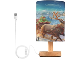 Luminária De Mesa Natalina Mnsruu Para Quarto, Sala De Estar, Luminária De Cabeceira Em Formato Rena Com Portas