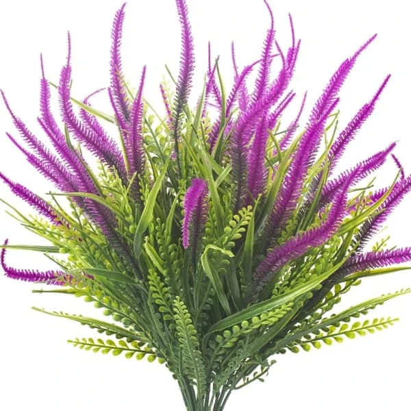 Kit com 10 Plantas Artificiais Grama Resistente Aos Raios Uv com Flores para Decoração de Áreas Externas, Jardins e Floreiras. AQUAFORGE
