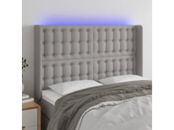 Cabecero con luces LED, tela, 147x16x118/128cm, gris claro