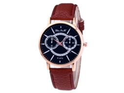 Relógio casual moderno para homens e mulheres com pulseira de couro, marrom mármore.