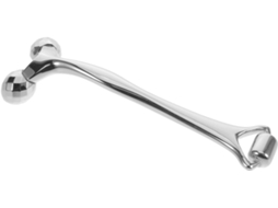 Massageador Facial De Contorno Duplo Em Metal Prateado, Rolo Facial