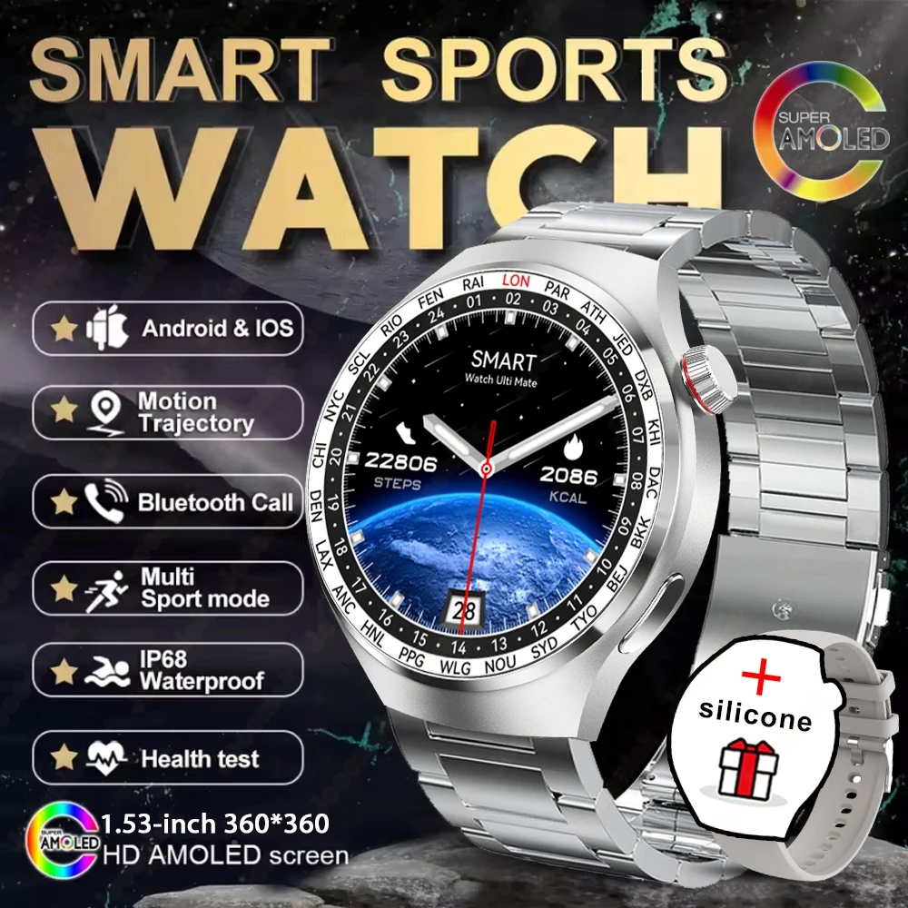 (aço Prateado) Smartwatch, Tela Sensível Ao Toque Completa, Monitoramento De Saúde, À Prova D'água, Suporta Chamadas