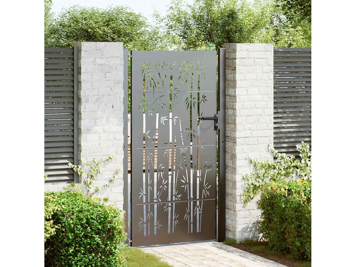Vidaxl Portão De Jardim Preto 110 X 205 Cm Aço Revestido A Pó
