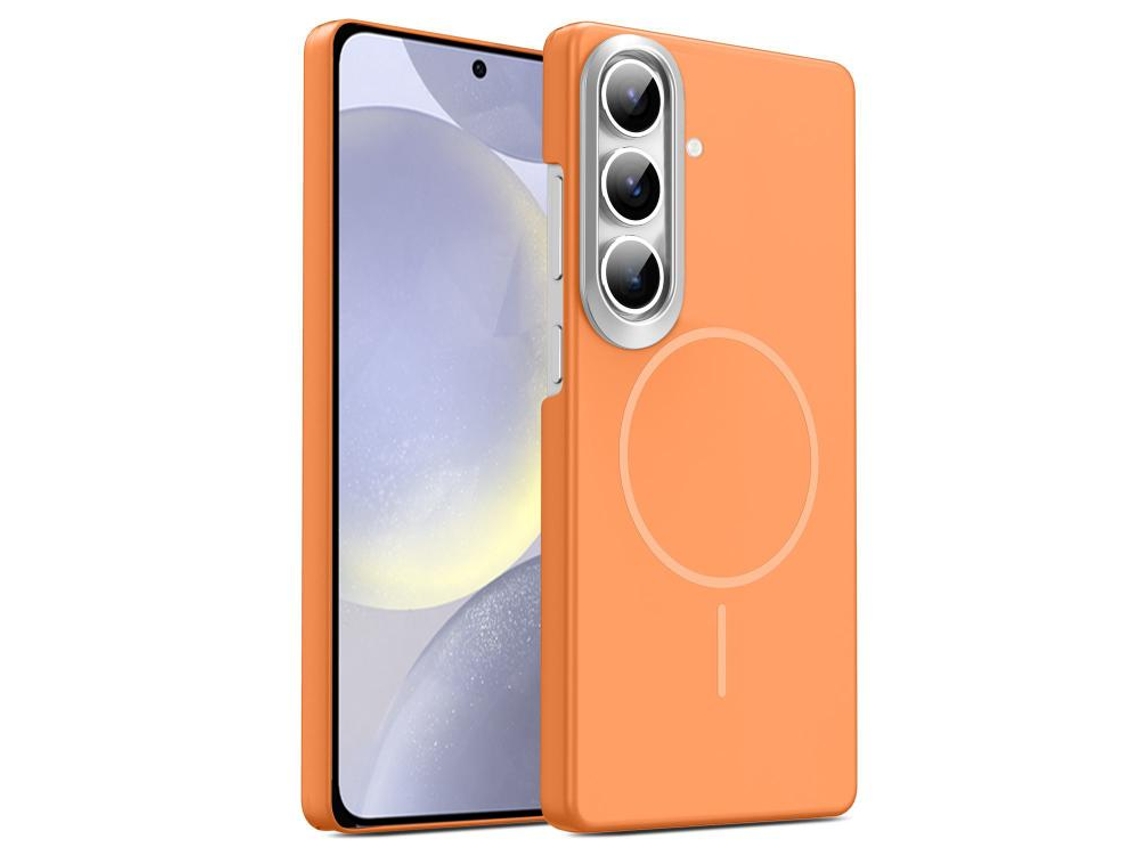 Capa Para Samsung Galaxy S24 Plus 5g Fina Circular Magsafe À Prova De Choque Dourada Em Policarbonato Laranja